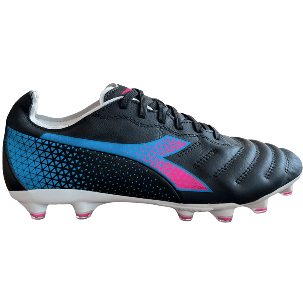 Diadora Brasil Elite GR LT FG Womens Firm Ground Soccer Cleats Black Pink Blue Fluor