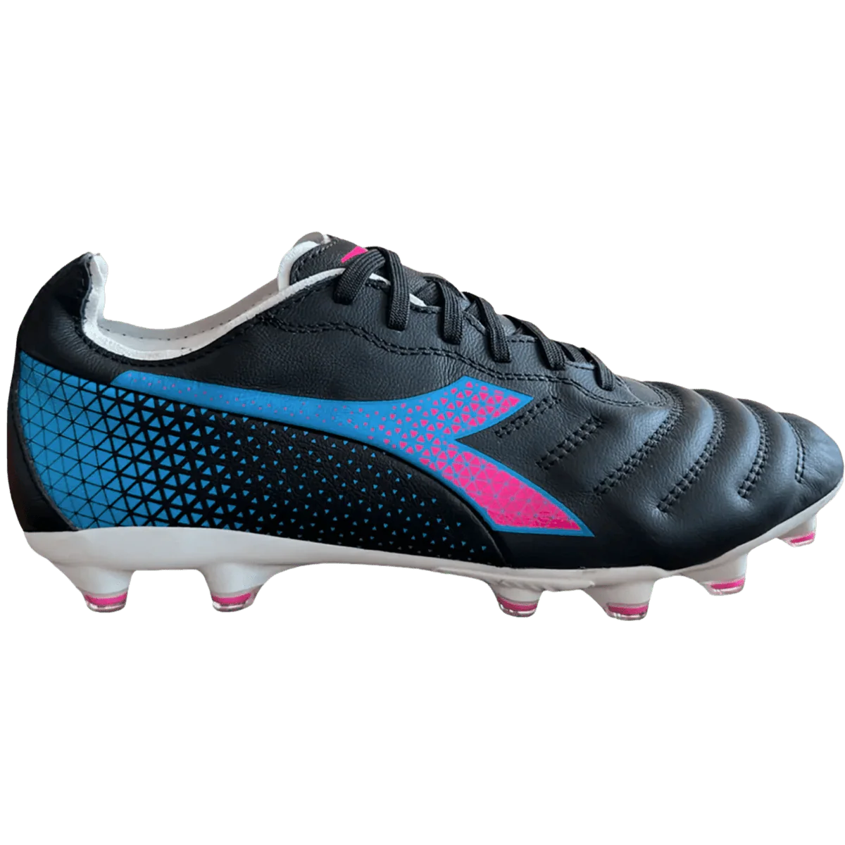 Diadora Brasil Elite GR LT FG Womens Firm Ground Soccer Cleats Black Pink Blue Fluor