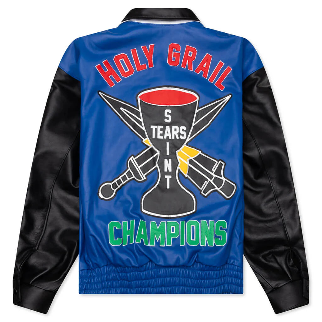 Saint Michael x Denim Tears Holy Grail Varsity Jacket Blue