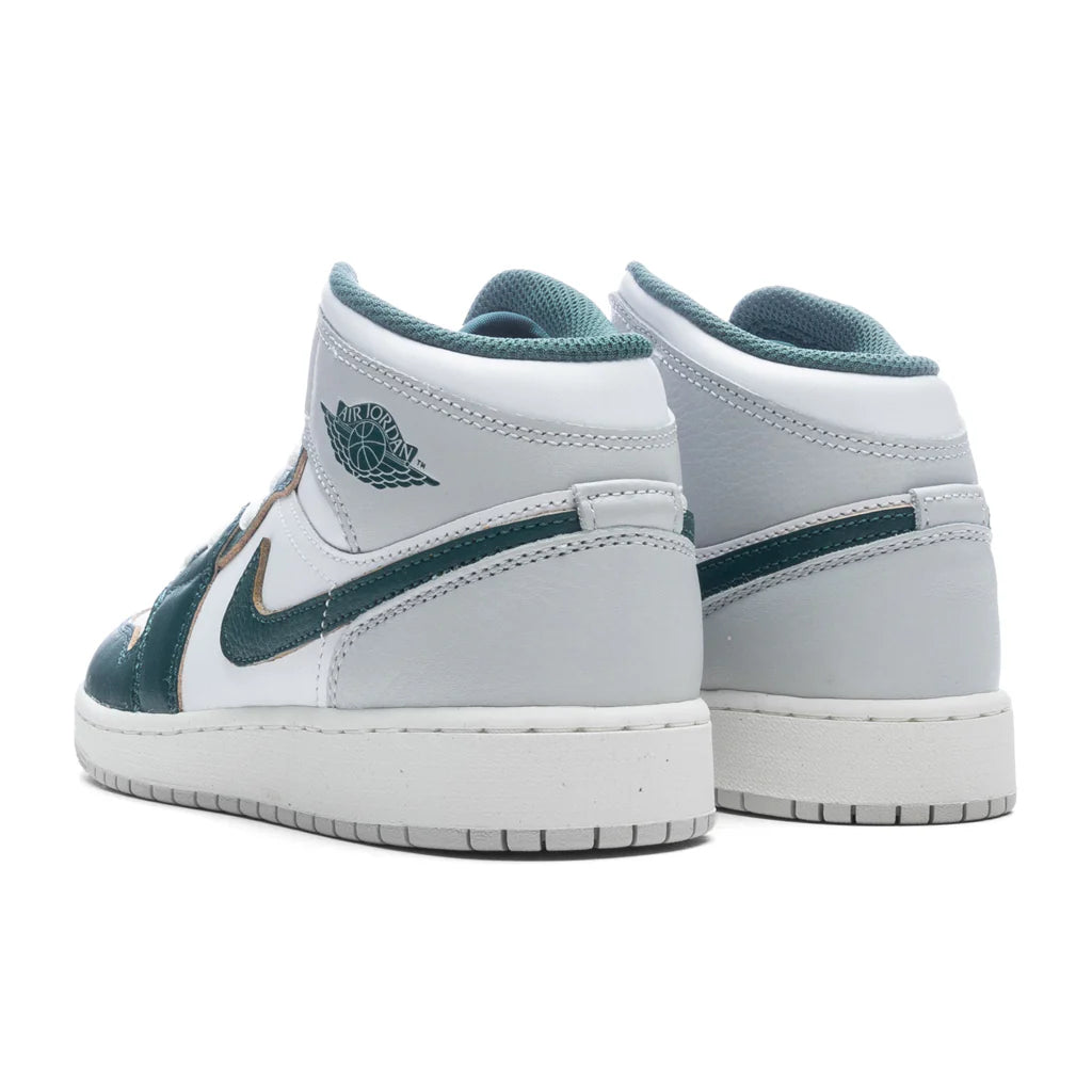 Air Jordan 1 Mid SE GS White Oxidized Green Sail Neutral Grey
