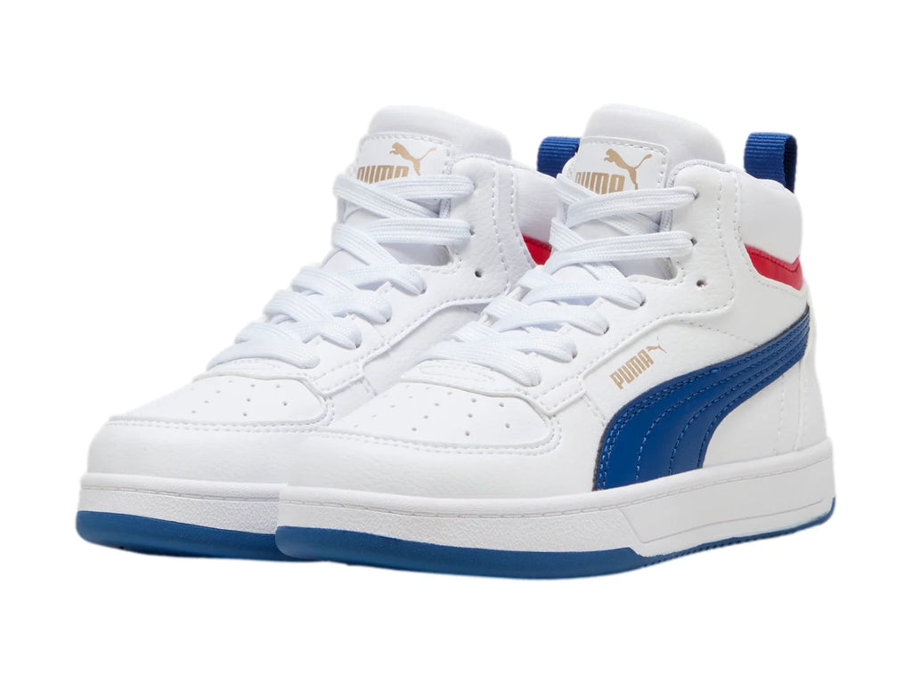 Tenis PUMA Caven 20 Mid Blanco y Azul para Niño