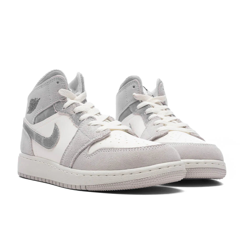 Air Jordan 1 Mid SE GS Neutral Grey Smoke Grey Sail
