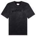 Distressed College Logo T Shirt Washed Black