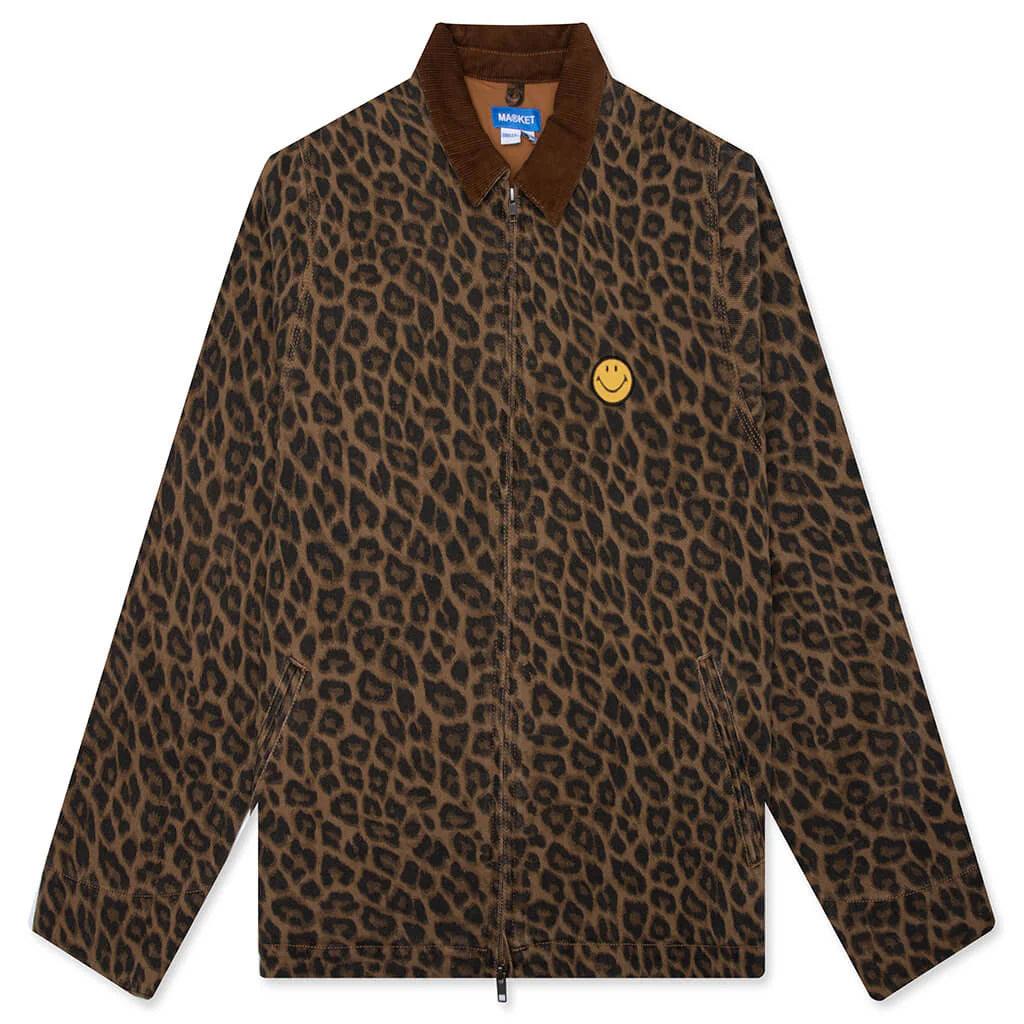 Smiley LA Work Jacket Leopard Print Brown