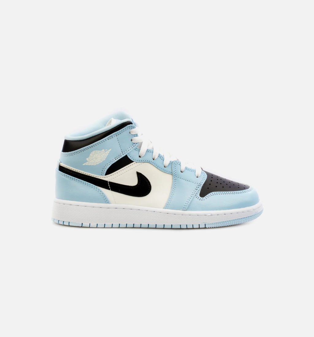 Air Jordan 1 Mid Ice Blue Grade School Lifestyle Shoe Blue Black