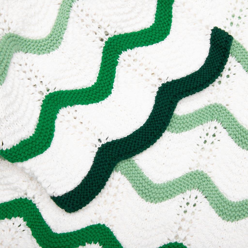 Gradient Wave Texture Shirt Green White