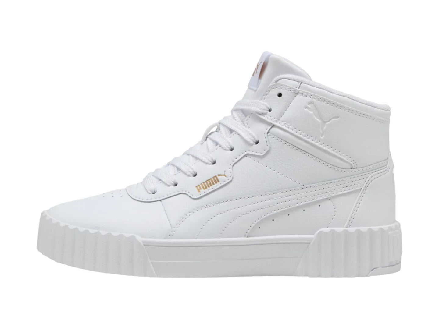 Tenis Puma Carina 30 Blanco y Oro para Mujer