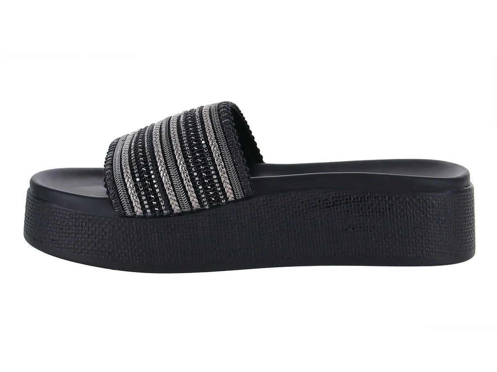 Sandalias Roze Negro de Media Plataforma para Mujer