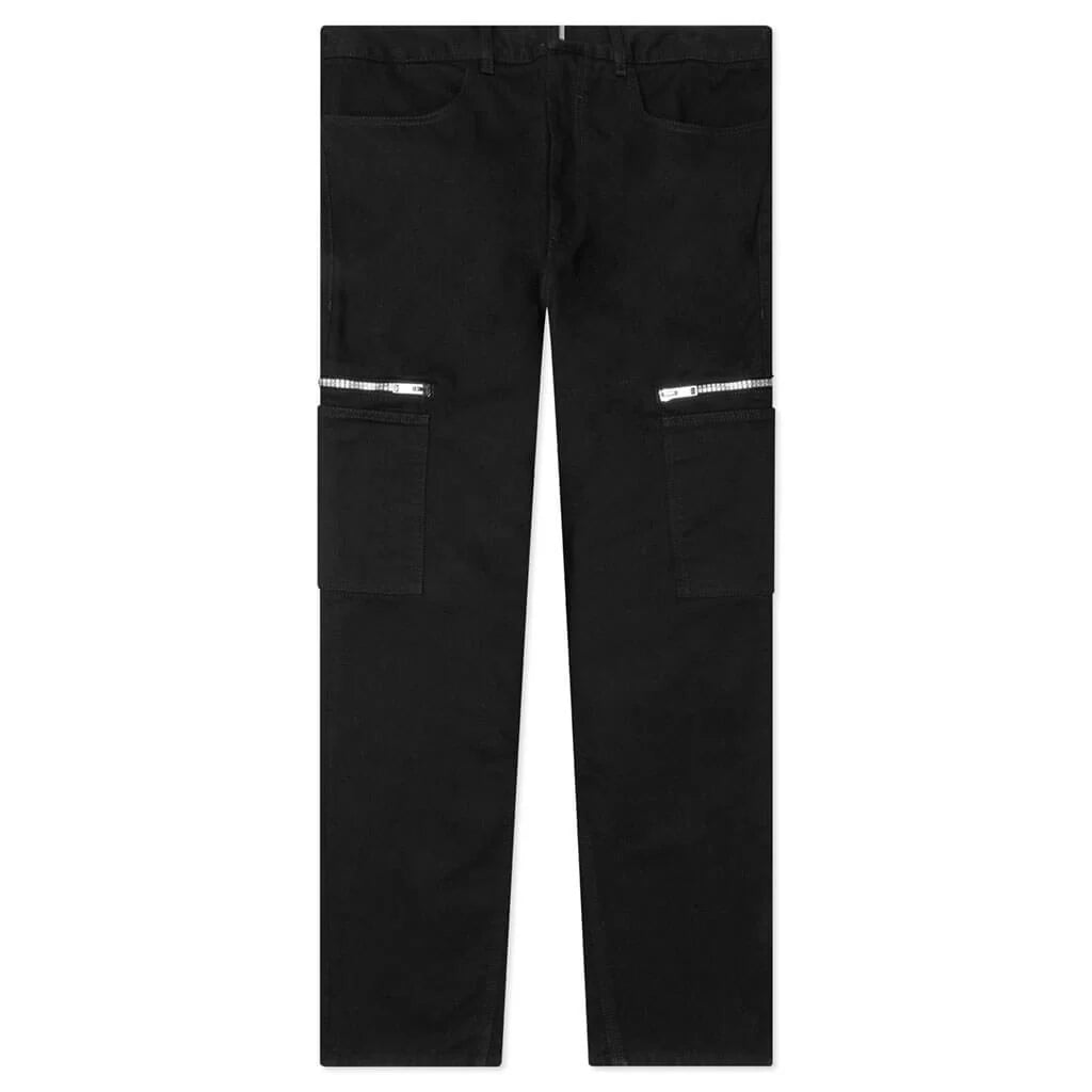 Loose Fit Pant w Cargo Pocket and Zip Black