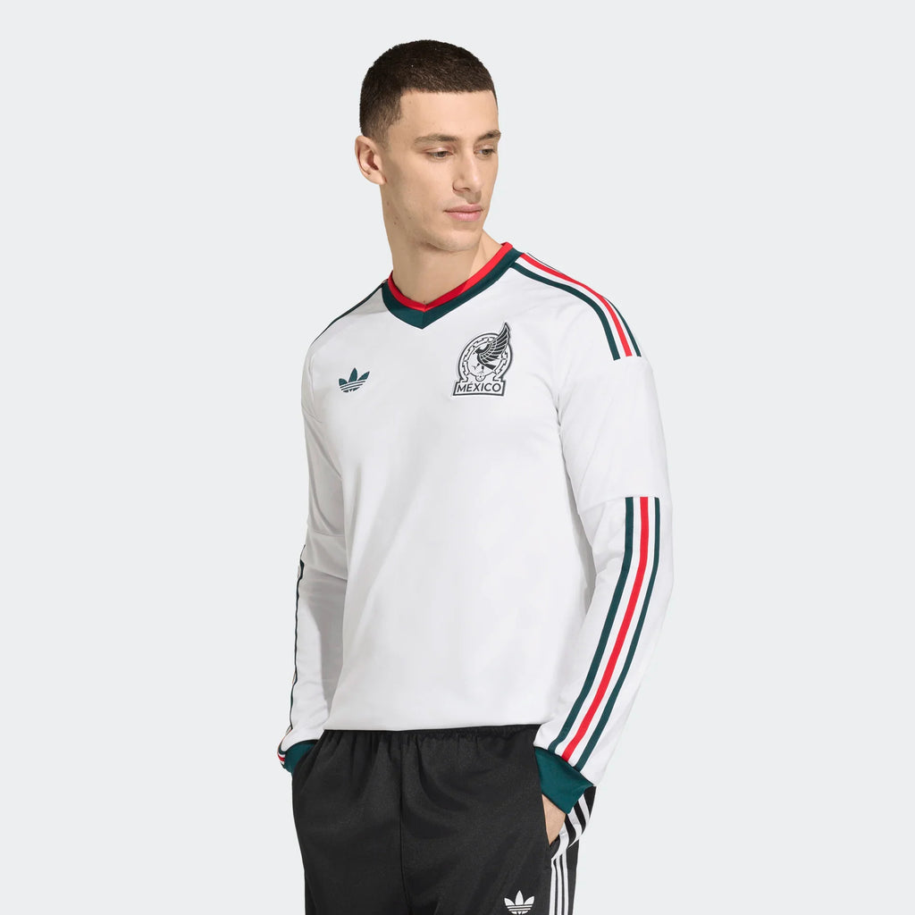 adidas Mexico Away Long Sleeve Mens Soccer Jersey 2026 White
