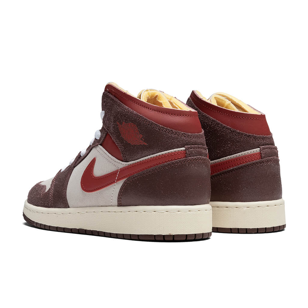 Air Jordan 1 Mid SE GS Coconut Milk Varsity Red Dark Pony