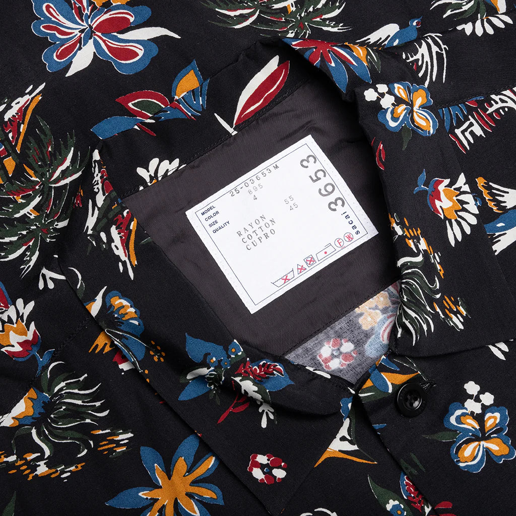 Car Race Tropical Print Shirt Black Tropical