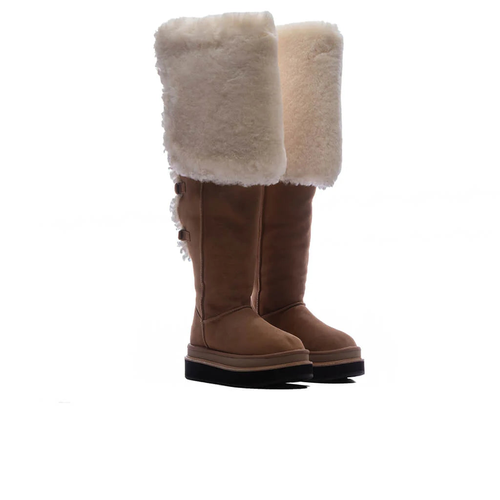 UGG x Sacai Womens Thigh High Boot Chestnut