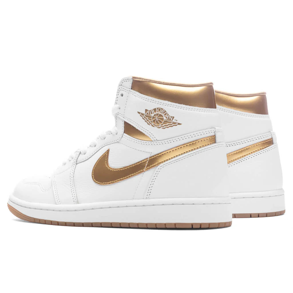 Womens Air Jordan 1 Retro High OG White Metallic Gold Gum Light Brown