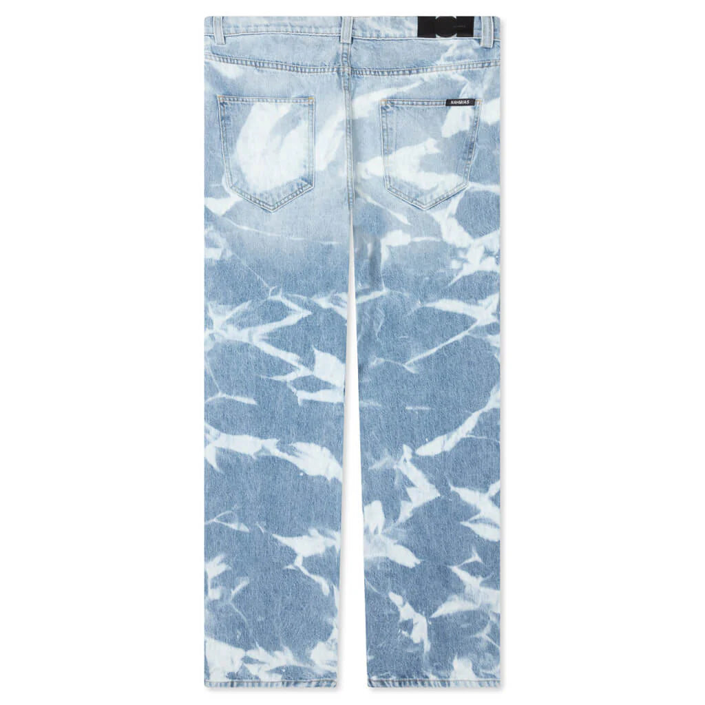 Patterned Bleach Baggy Jeans Light Wash
