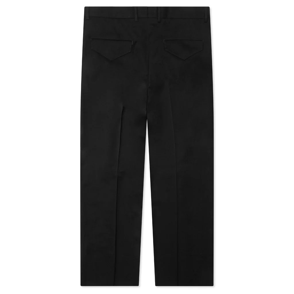 Wide Leg Gabardine Wool Trousers Black