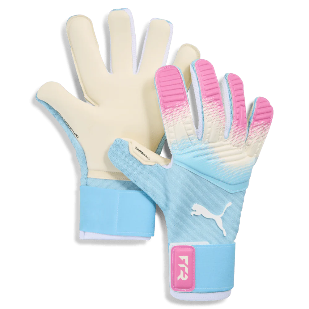 PUMA Future Pro RE Charge Hybrid Soccer Goalkeeper Glove White Blue Pink