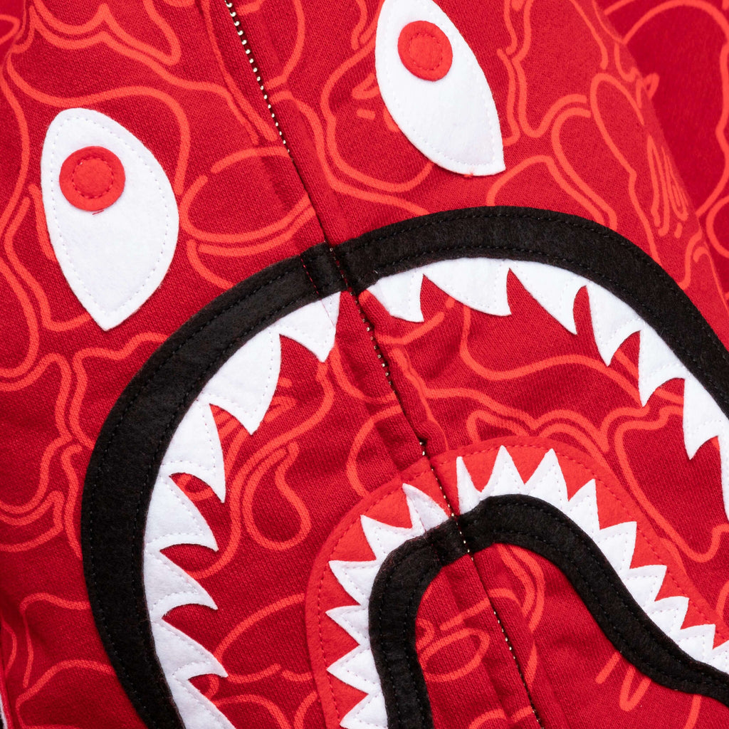 Bape 30th Anniversary Line Camo Shark Full Zip Hoodie Red
