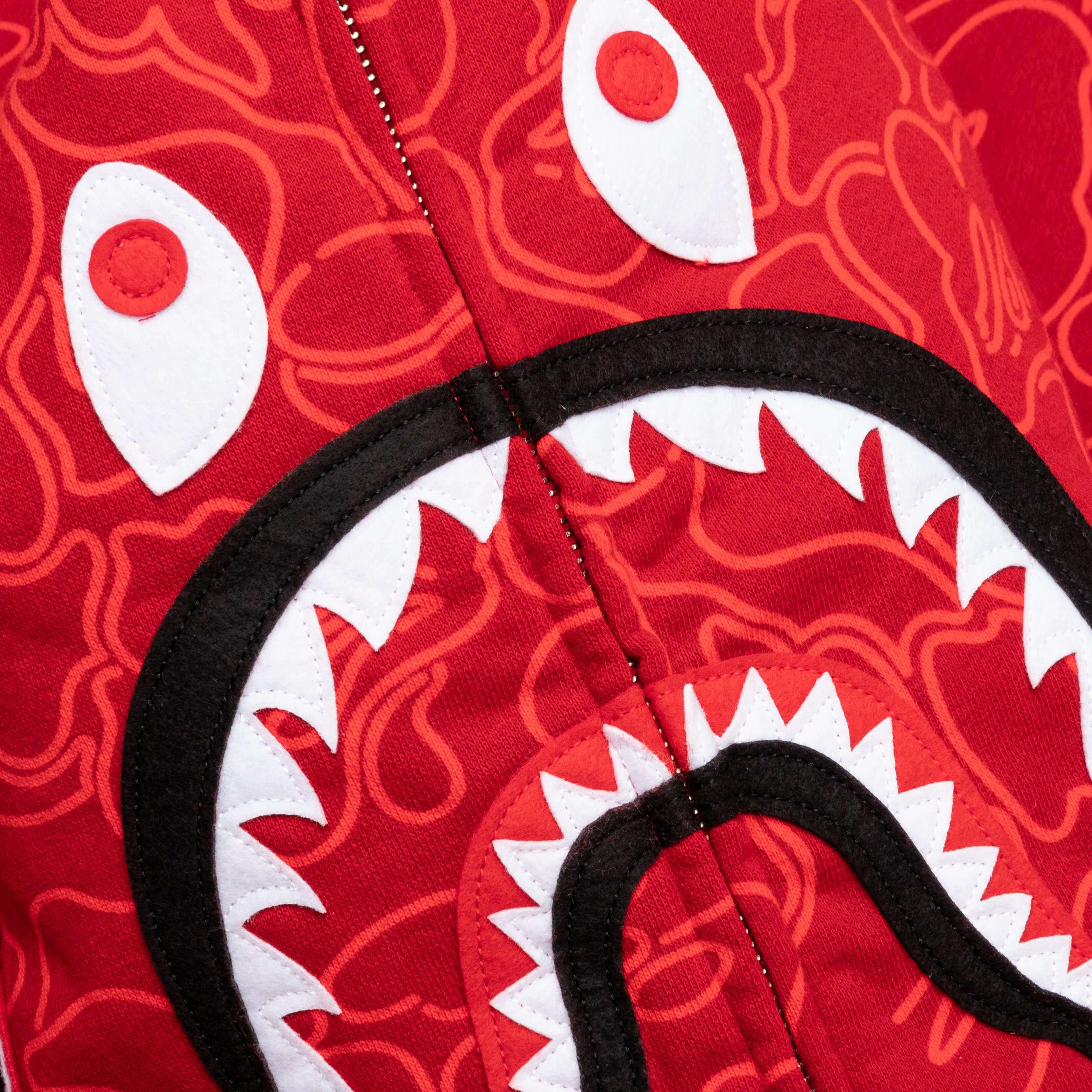 Bape 30th Anniversary Line Camo Shark Full Zip Hoodie Red