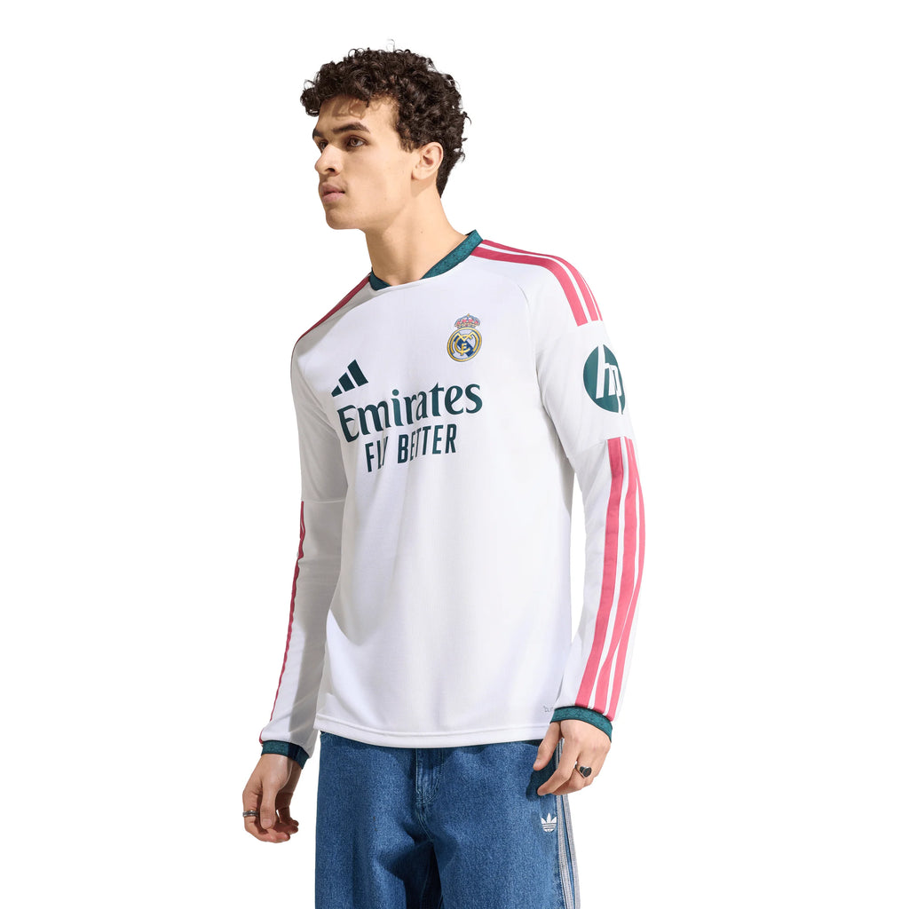 adidas Real Madrid Home Long Sleeve Mens Soccer Jersey 26 27 White
