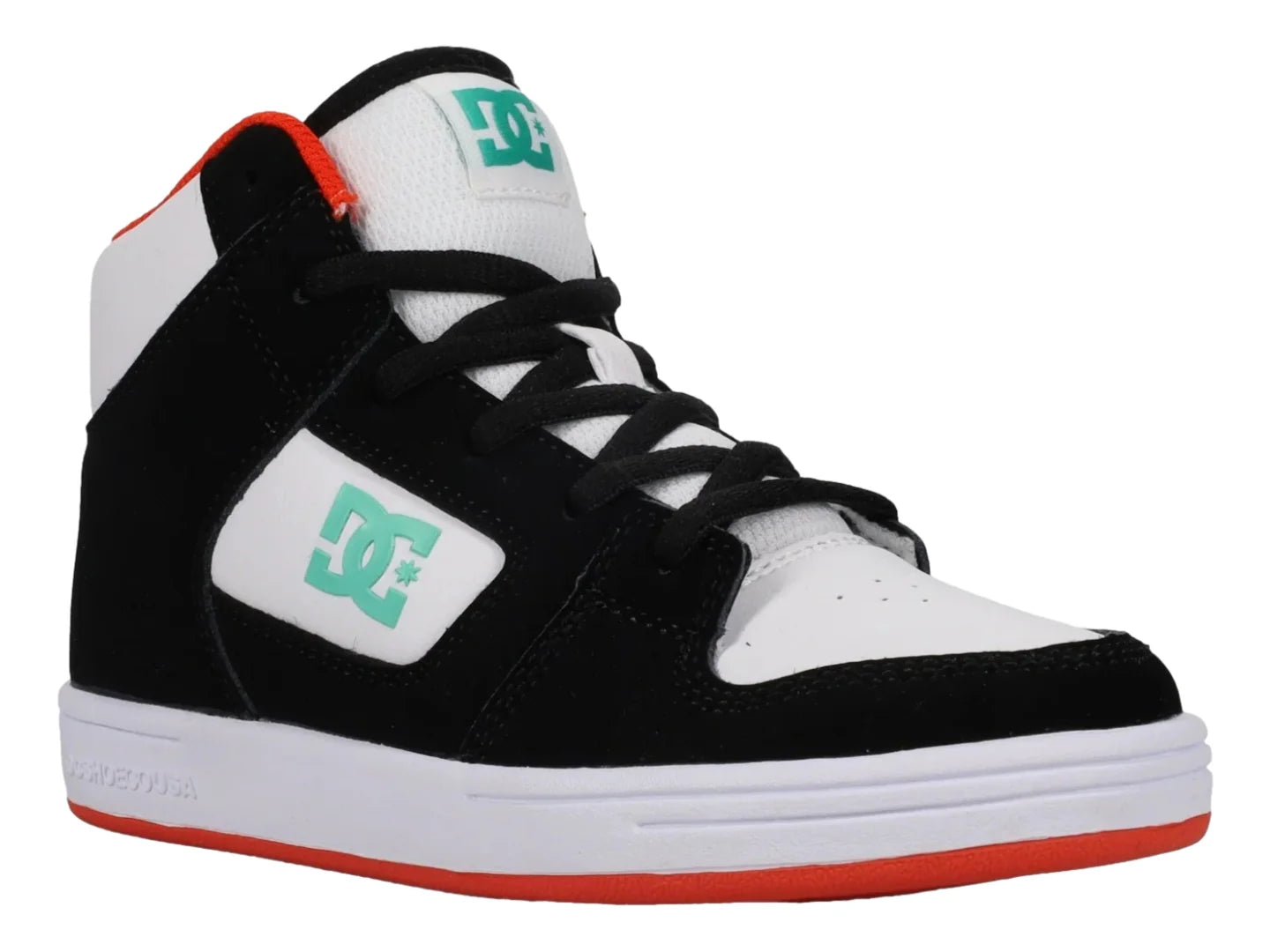 Tenis DC Shoes Manteca 4 HI Negro Verde y Naranja para Niño