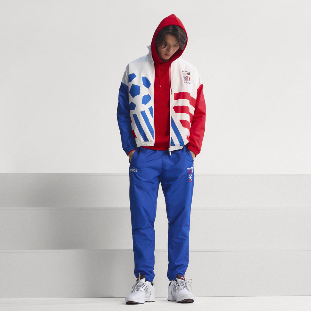adidas Graphic Woven Mens Soccer Track Top White Blue Red