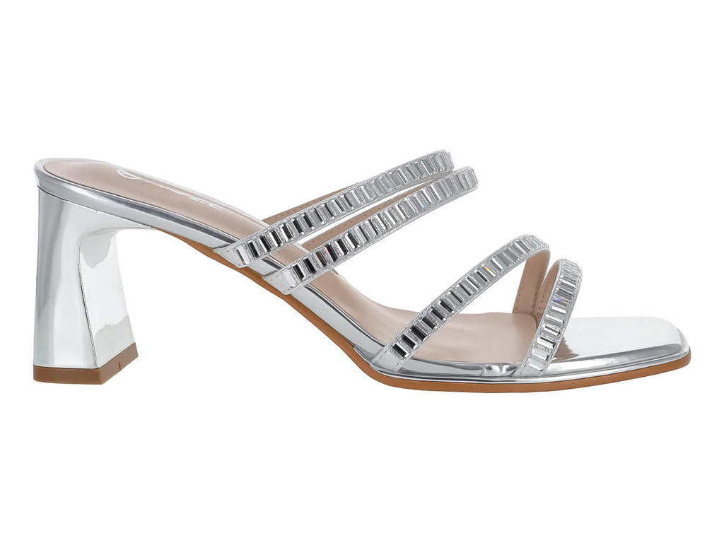 Sandalias Roze Plateadas con Pedrería para Mujer