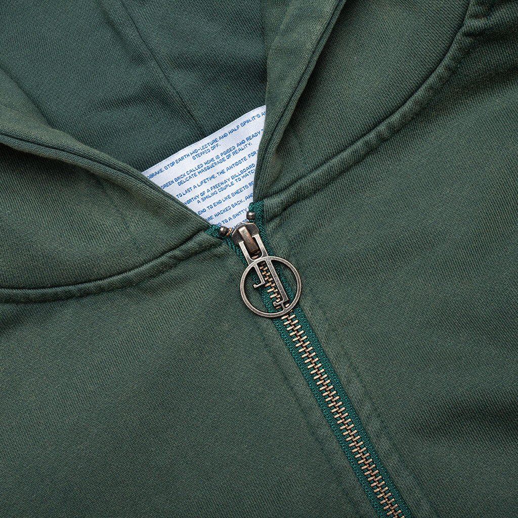 Good Morning Cops Vintage Wash Zip Hoodie Washed Green