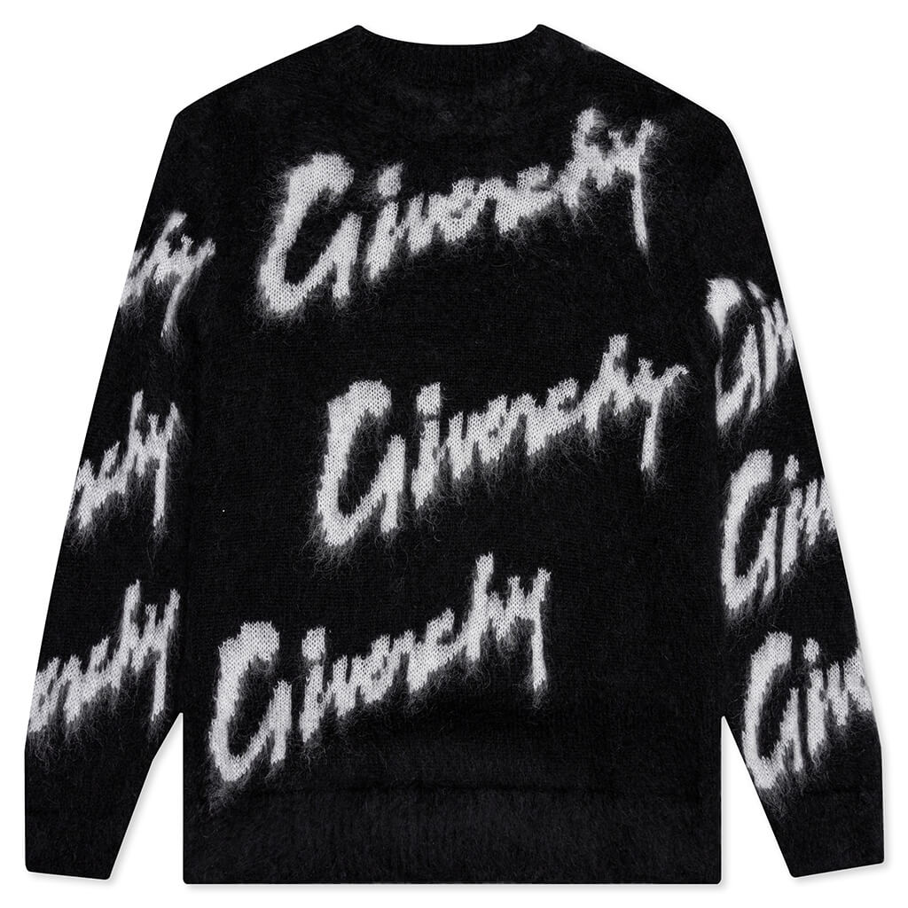 Intarsia Mohair and Wool Sweater Black White