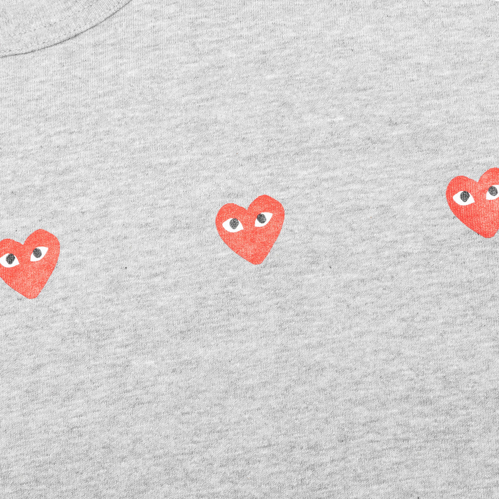 Multi Red Heart Logo Print T Shirt Grey