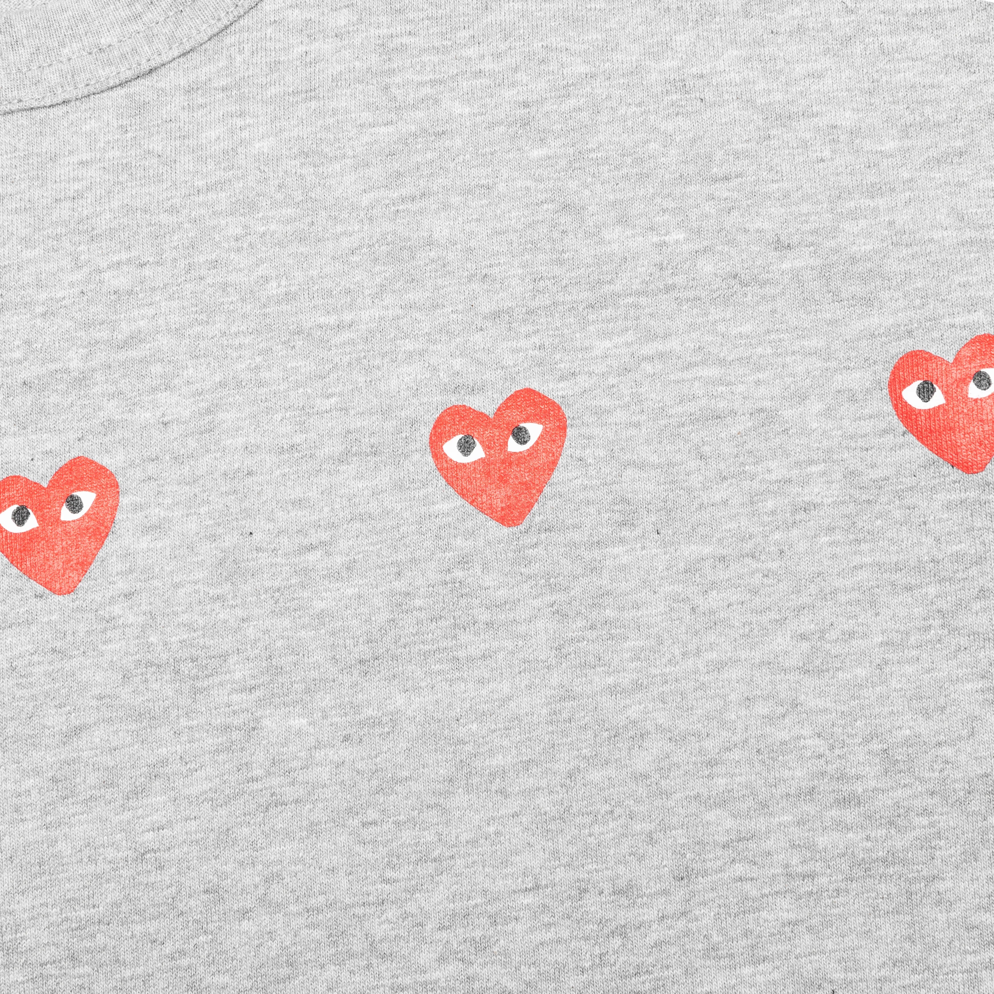Multi Red Heart Logo Print T Shirt Grey