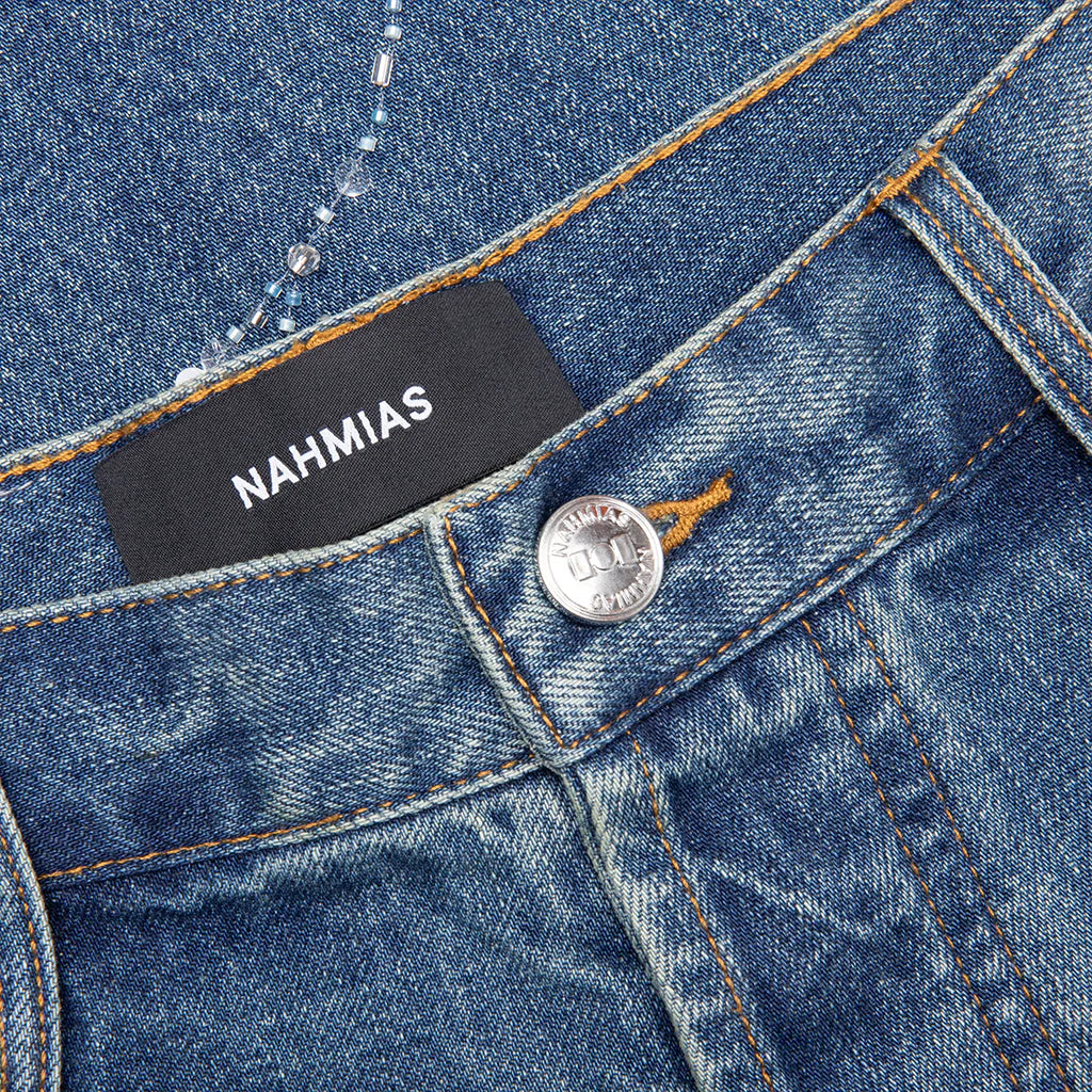 Beaded Wide Jeans Dark Wash