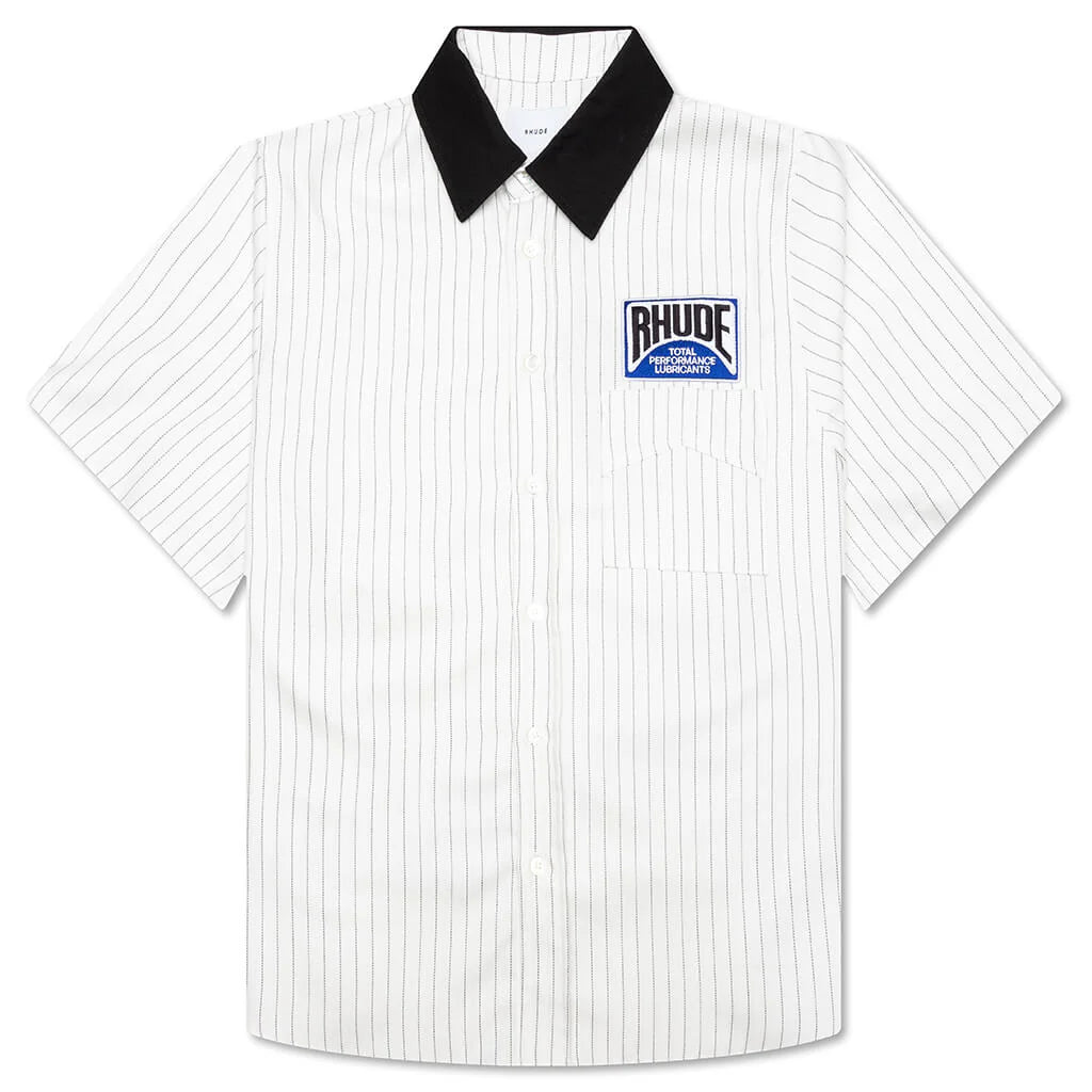Twill Stripe Mechanic Shirt White Black