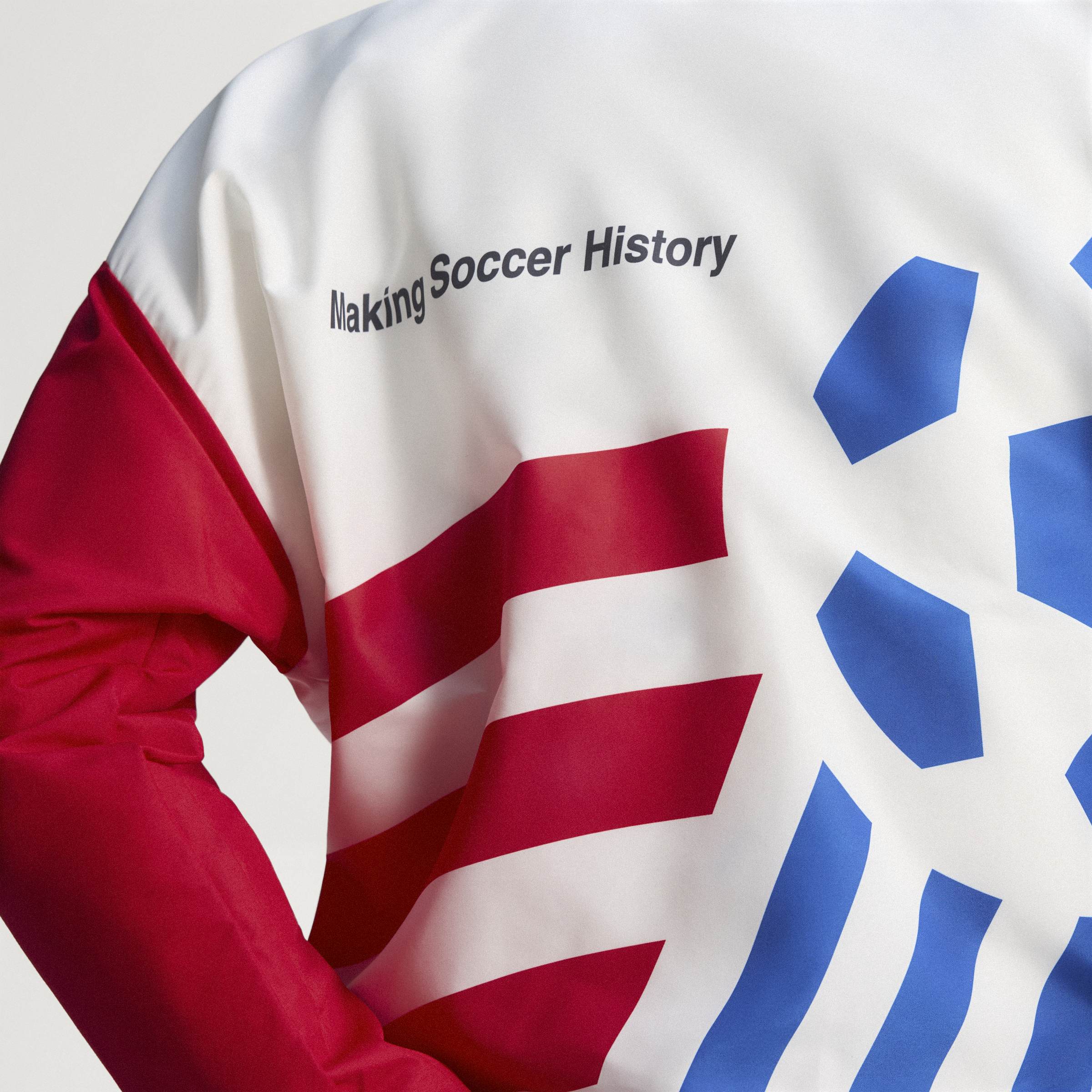 adidas Graphic Woven Mens Soccer Track Top White Blue Red
