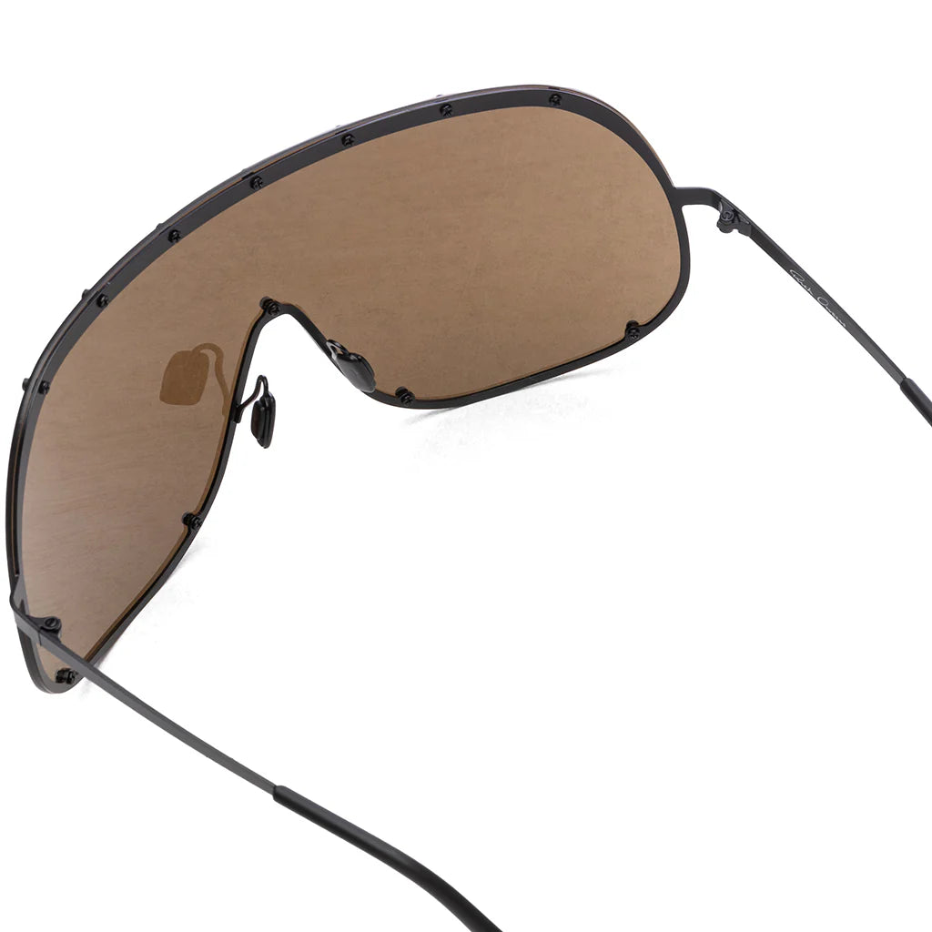 Sunglasses Shield Black Temple Brown Lens