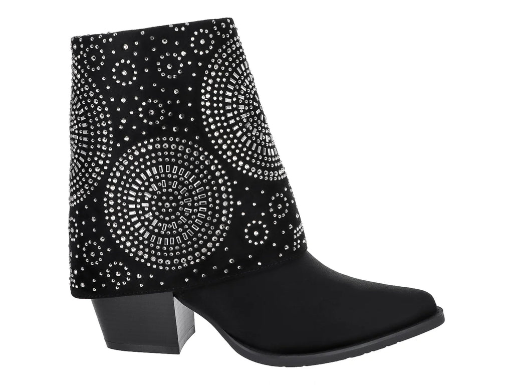 Botines Roze Negros con Pedrería para Mujer