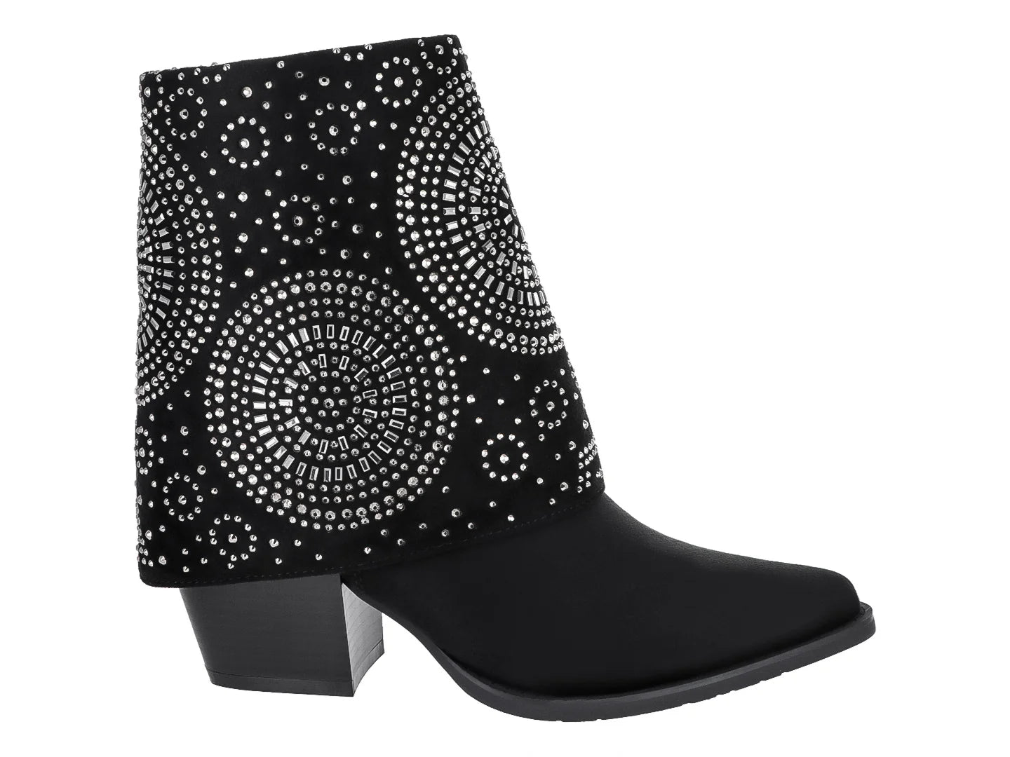 Botines Roze Negros con Pedrería para Mujer