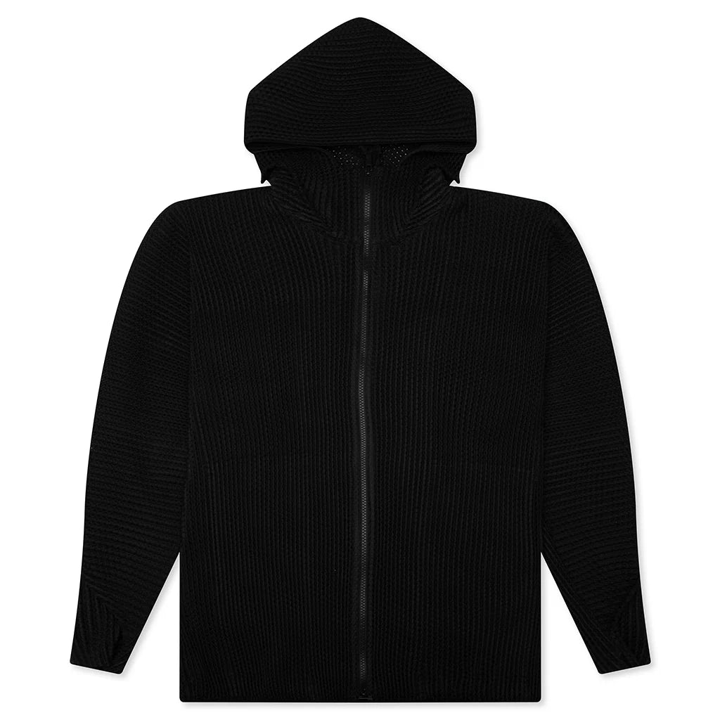 Wickerwork Mesh Zip up Black