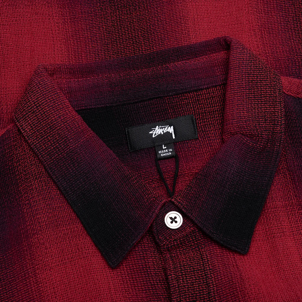 Loose Weave Plaid Shirt Red