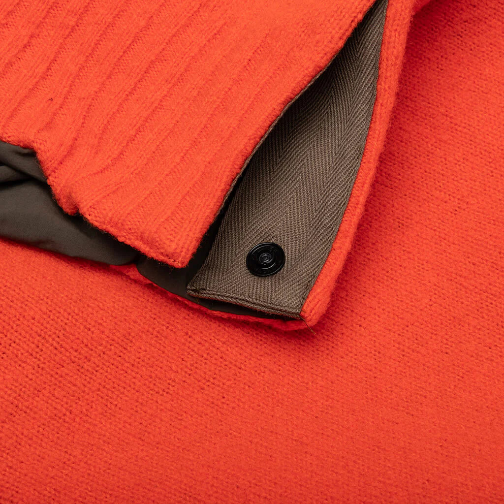 Reversible Knit Pullover Orange Khaki