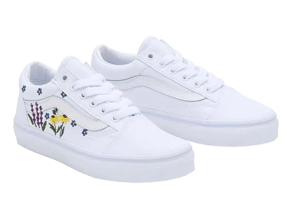 Tenis Vans Old Skool Blanco Multicolor para Niña