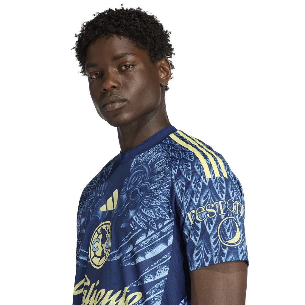 adidas Club América Mens Away Authentic Soccer Jersey 25 26 Blue