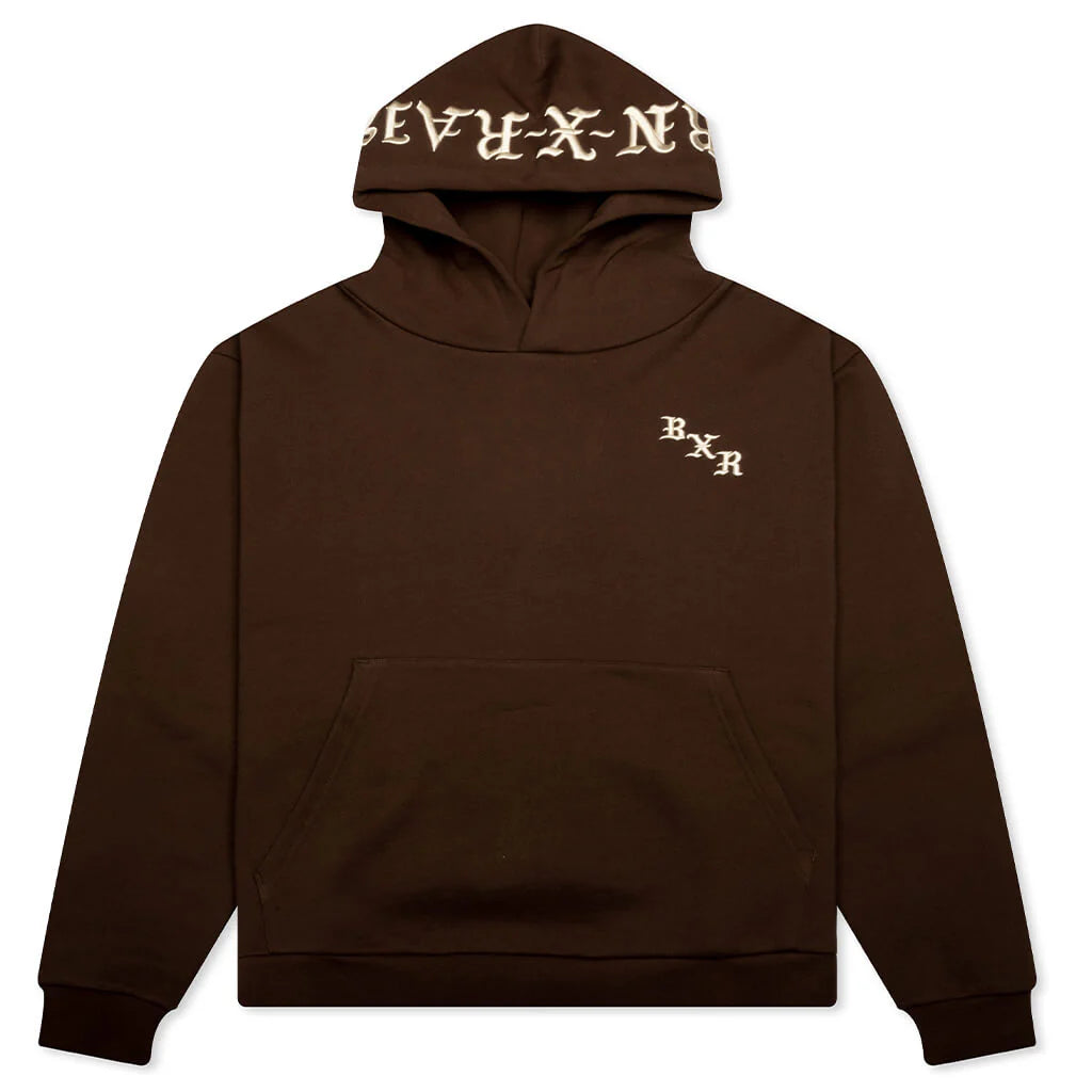 Embroidered Hoodie Walnut W Cream