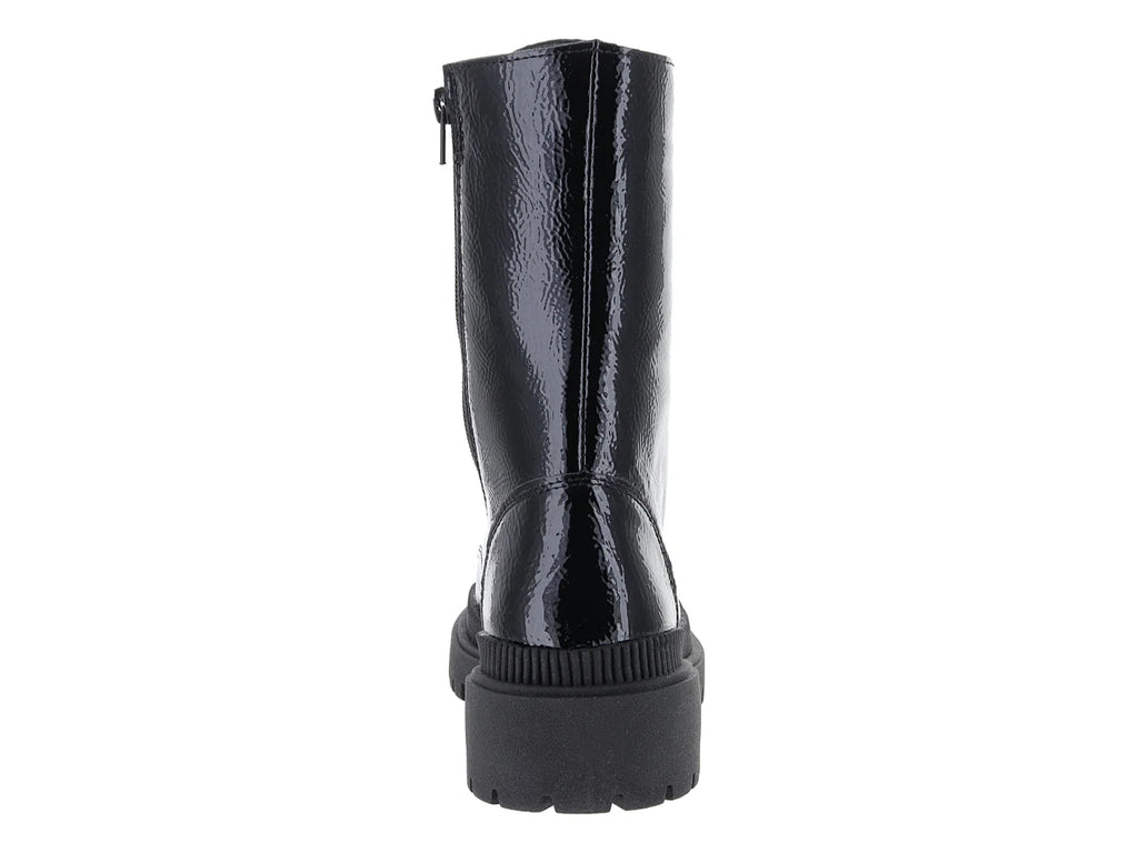 Botines Luna Rosa Negro Charol Corrugado para Mujer