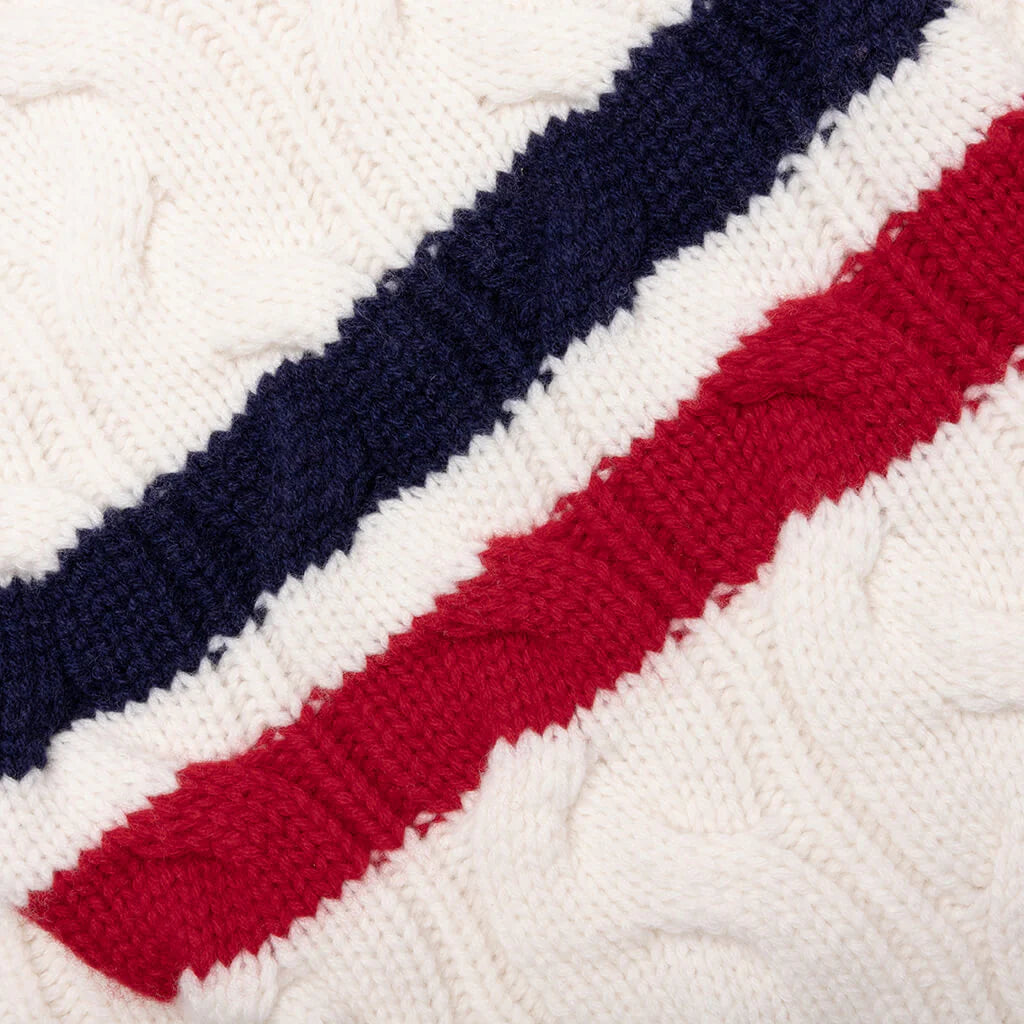 College Badges Knit Cardigan Ivory