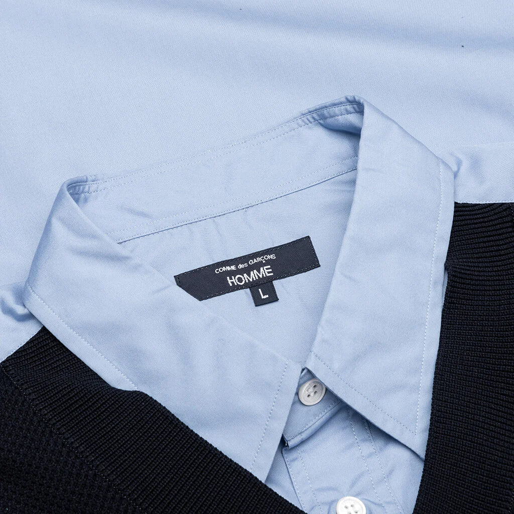 Mixed Material Shirt Sax Navy