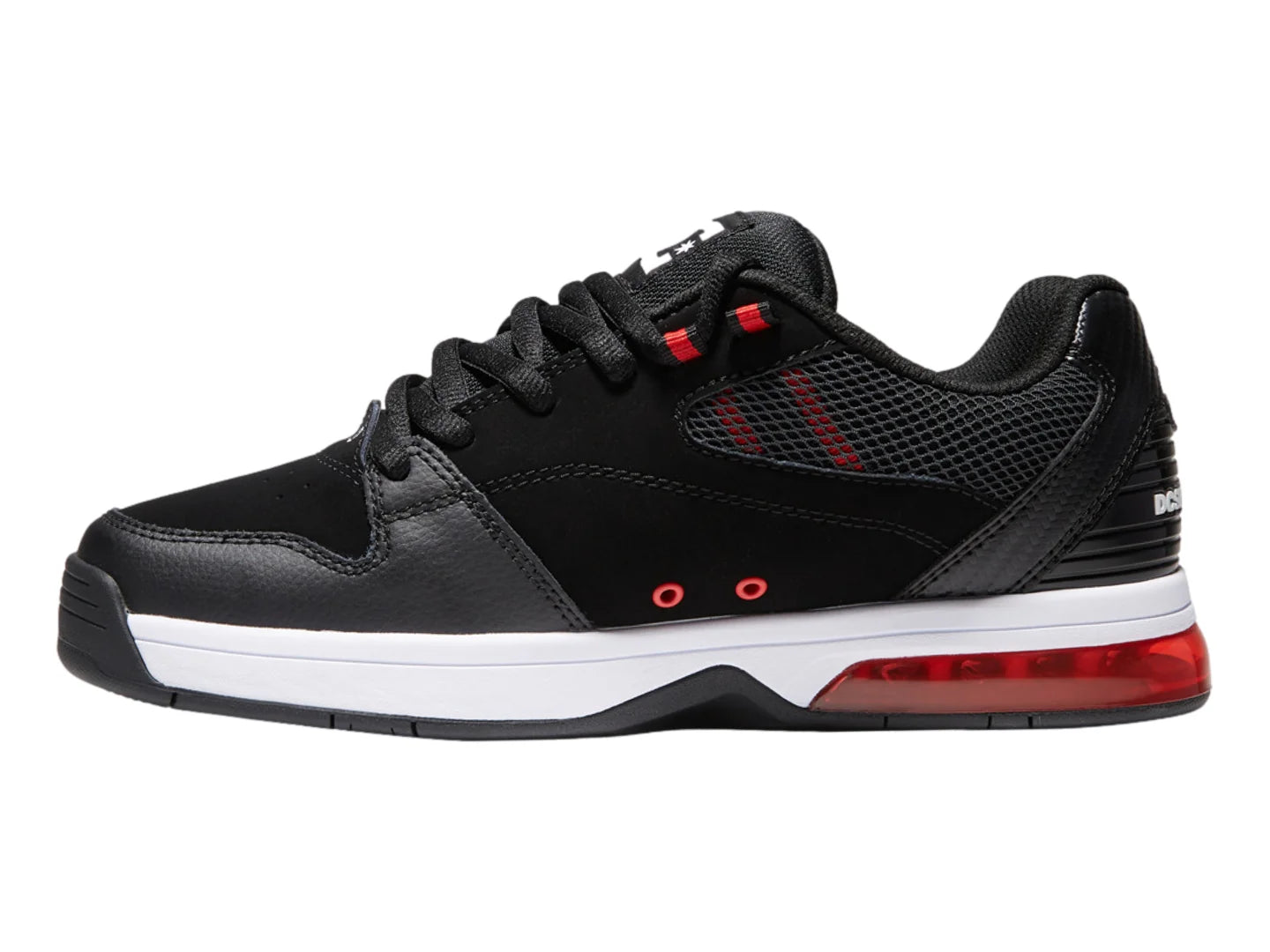 Tenis DC Shoes Versatile Negro Blanco y Rojo para Hombre