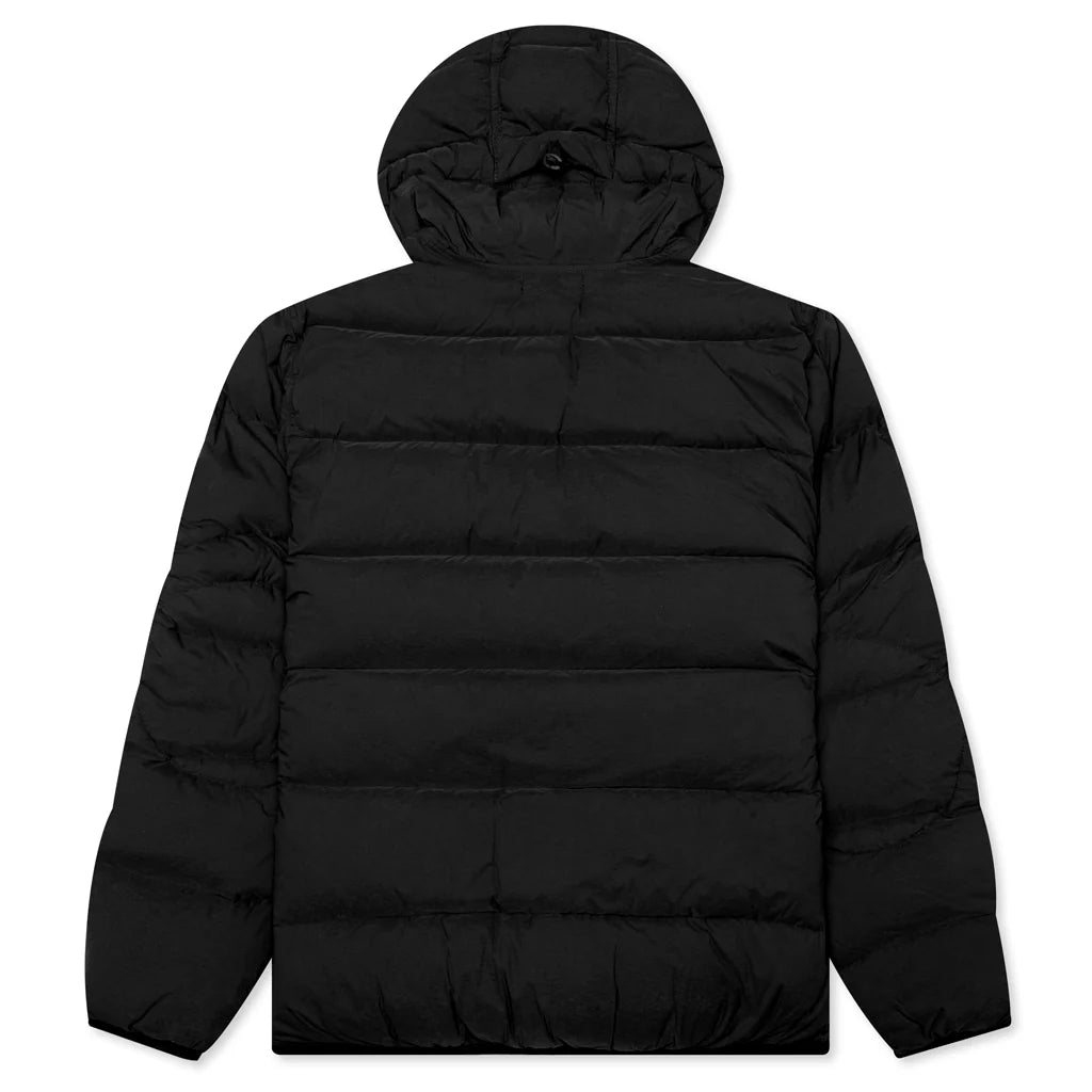 Real Feather Hooded Jacket Black