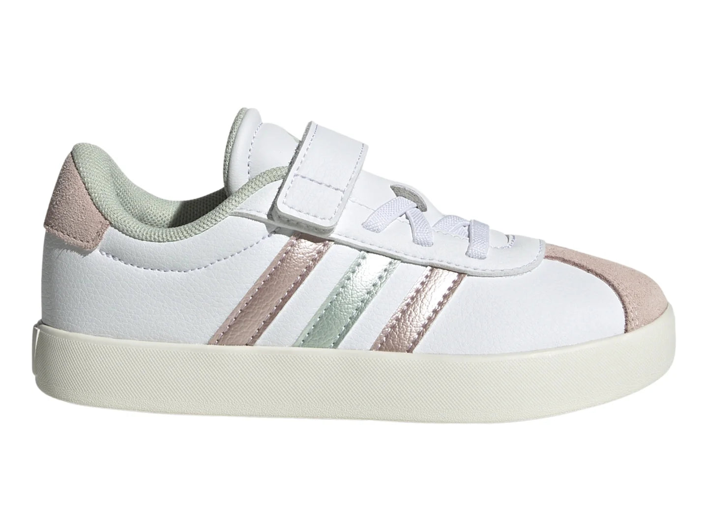 Tenis Adidas VL Court 30 K Blanco y Rosa para Niña