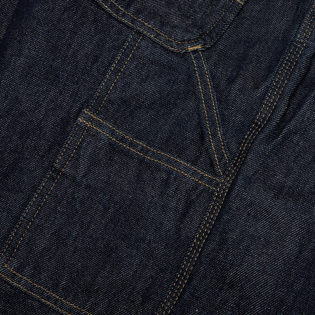 Single Knee Short Blue Rinsed